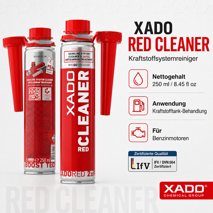 XADO RED CLEANER Gasoline – Kraftstoffsystemreiniger für Benzinmotoren (250 ml)