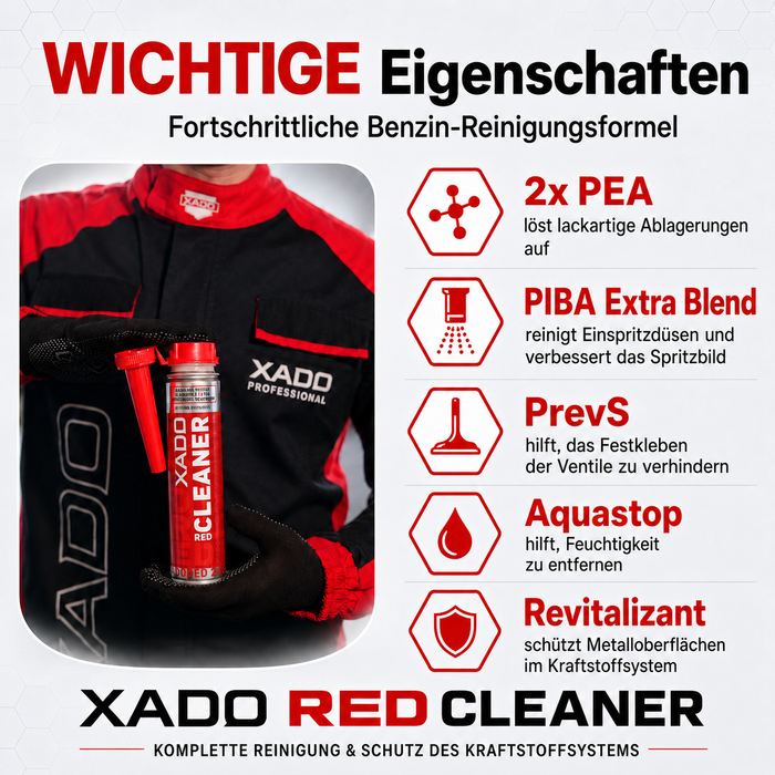 XADO RED CLEANER Gasoline – Kraftstoffsystemreiniger für Benzinmotoren (250 ml)