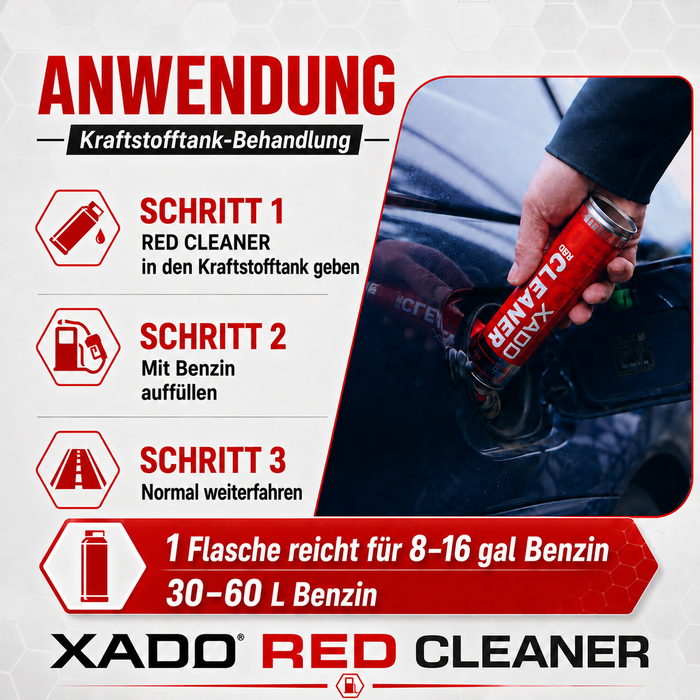 XADO RED CLEANER Gasoline – Kraftstoffsystemreiniger für Benzinmotoren (250 ml)