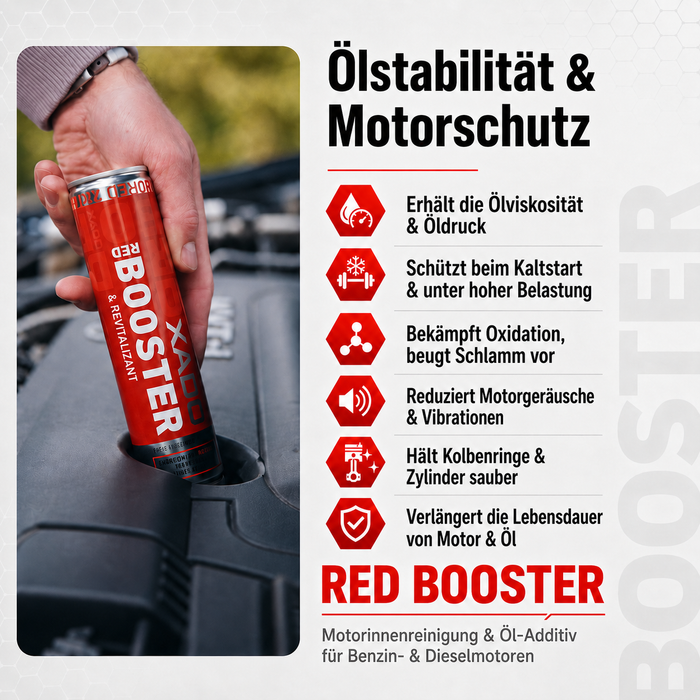XADO RED BOOSTER – Hochwirksamer Motoröl-Zusatz mit multifunktionalem Schutz