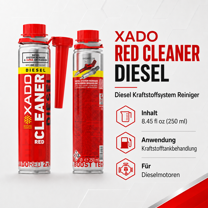 XADO RED CLEANER (Diesel) Kraftstoffsystem- & Injektorreiniger mit REVITALIZANT® – 250 ml