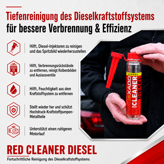 XADO RED CLEANER (Diesel) Kraftstoffsystem- & Injektorreiniger mit REVITALIZANT® – 250 ml